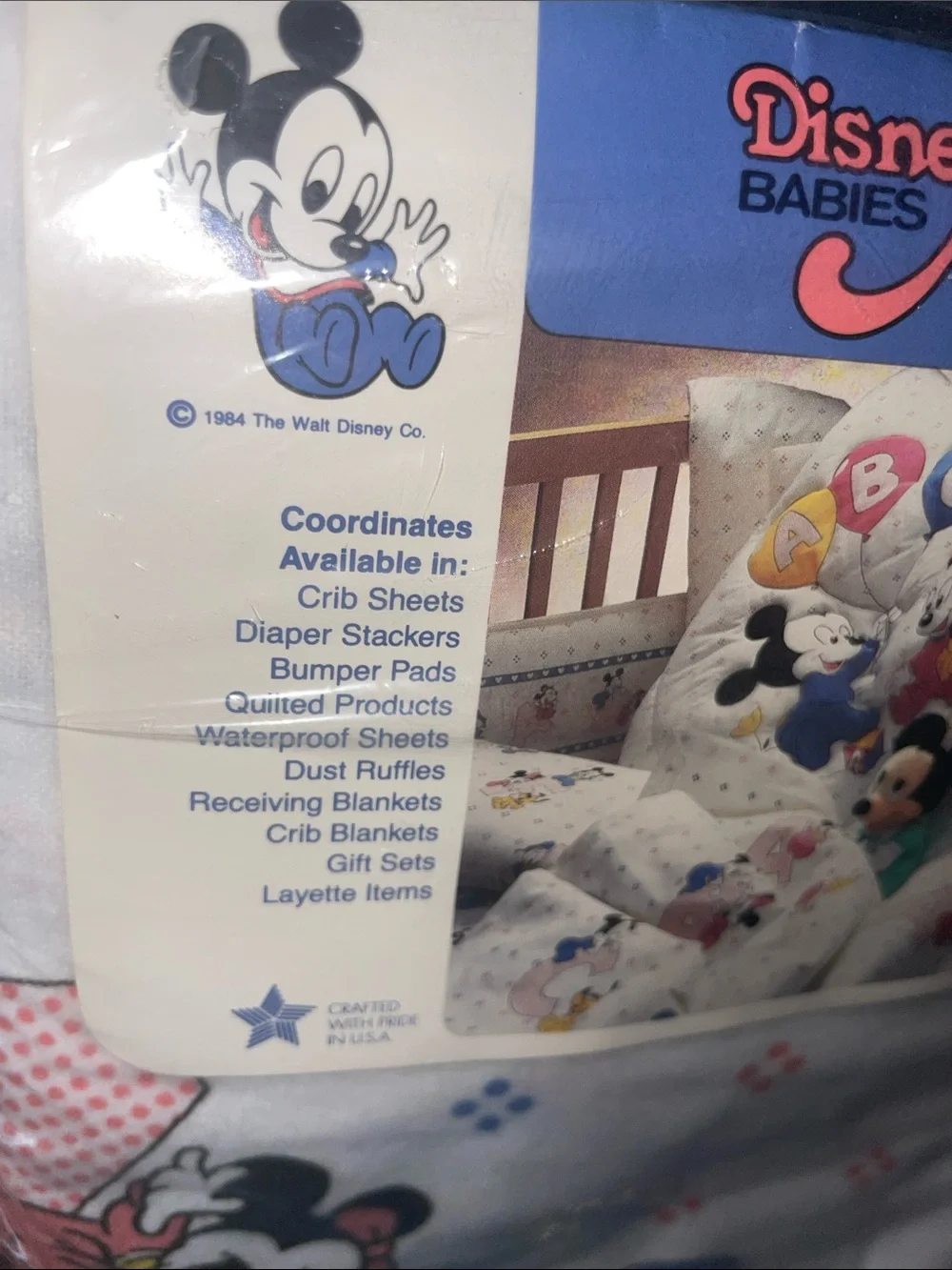 Vintage Disney Babies by Dundee Cotton Receiving Blankets (2-Pack) Unopened